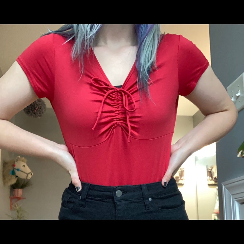 Red Front Tie No Boundaries Top